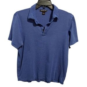 Michael Kors Womens Blue White Striped Knit Polo Top Size Large